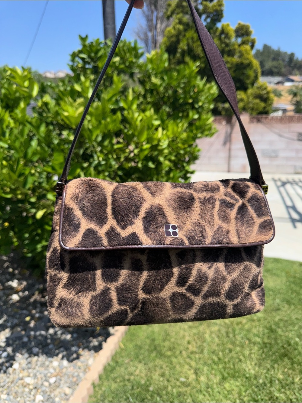 Vintage Kate Spade New York Giraffe Animal Print Brown Shoulder Bag Baguette 90s - Picture 8 of 17